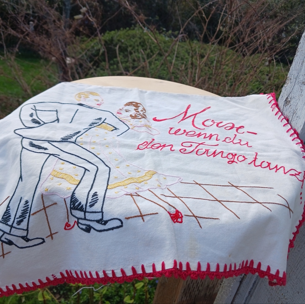 Handmade embroidered pillowcase